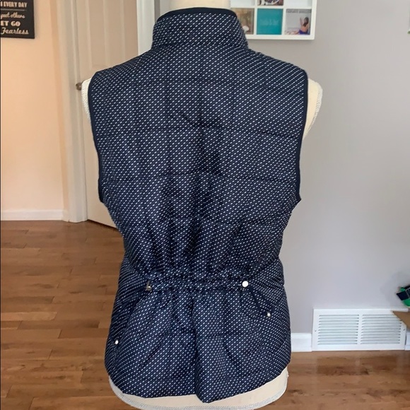 Navy white polka dot vest petite m fall fashion - Picture 2 of 4